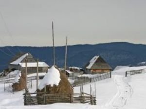 Clăile de fân şi gardurile din drum, o imagine obişnuită pentru satele de munte
