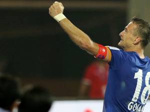 Lucian Goian a înscris golul victoriei pentru echipa sa în ultimul meci din campionatul Indiei. Foto telekomsport.ro