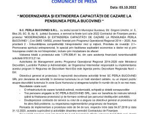 “ MODERNIZAREA ȘI EXTINDEREA CAPACITĂȚII DE CAZARE LA PENSIUNEA PERLA BUCOVINEI “