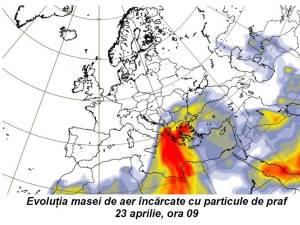 Nor de praf saharian deasupra României, cu depuneri vizibile în zonele și intervalele cu ploaie