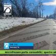 Asfalt frezat în spic pentru ca șoferi grăbiți să nu mai derapeze în zona unor curbe