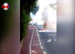 O maşină a luat foc în centrul Sucevei